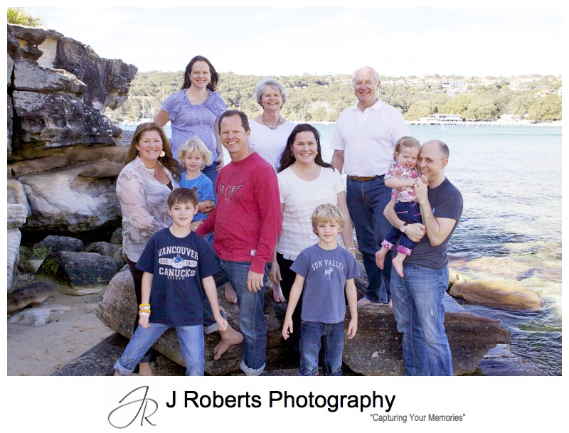 Multi Generation FAmily POrtrait at Balmoral Beach Sydney - Extended family portrait photography sydney